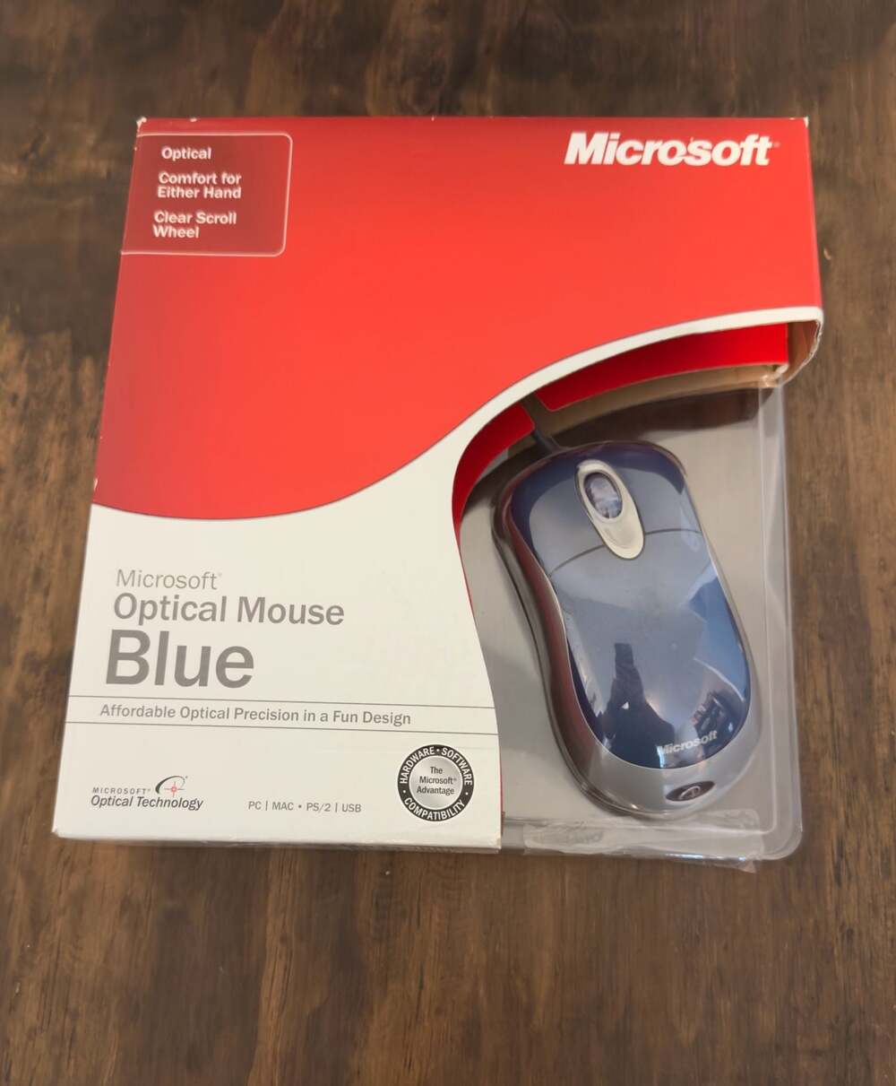 Microsoft Optical Mouse Blue (Part No. X09-50462) USB/PS2 Compatible